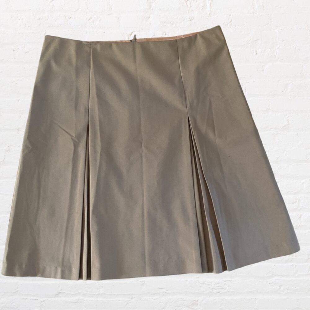 Trina Turk double pleated khaki colored dress skirt